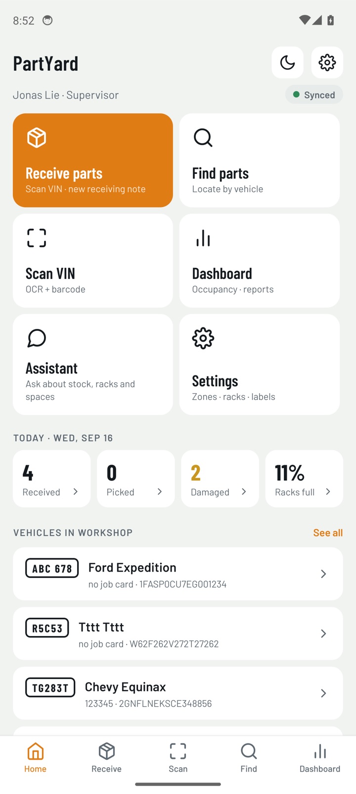 PartYard home screen