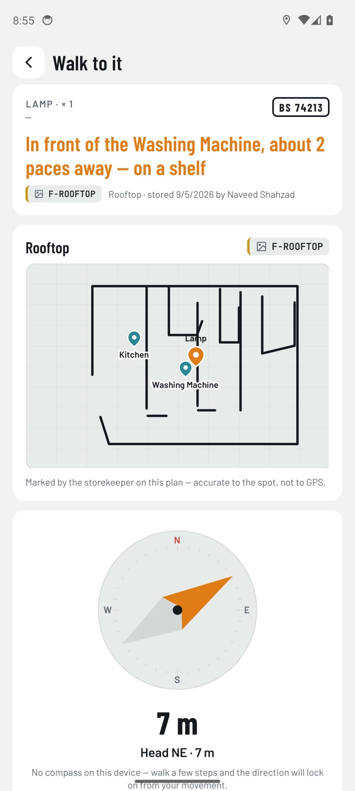 Walk-to-it view with floor plan and compass
